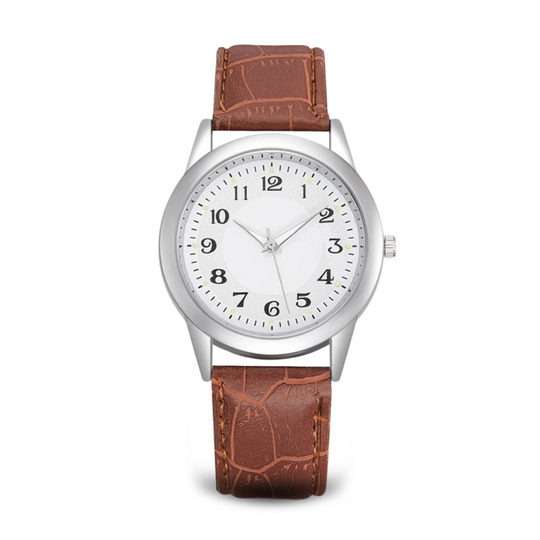 Unisex Classic Analog Quartz Watch | 38 mm | Leather Strap | Slim Stainless Steel Case