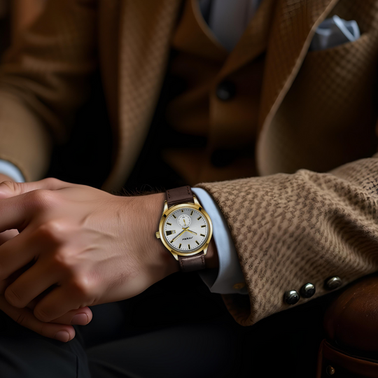 Unisex Classic Analog Quartz Watch | 38 mm | Leather Strap | Slim Stainless Steel Case