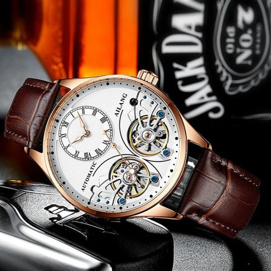 Men’s Automatic Moonphase Tourbillon Watch | 43 mm | Leather Strap | Multi-Function Calendar