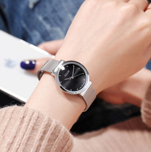 Women's Ultra-Thin Mesh Quartz Watch | 7.8 mm Slim Case | Stainless Steel Strap | Minimalist | 3 ATM