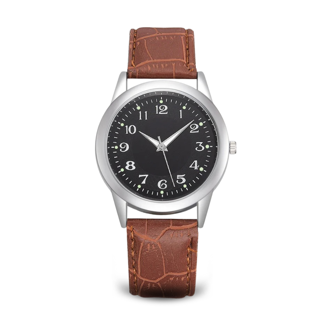Unisex Classic Analog Quartz Watch | 38 mm | Leather Strap | Slim Stainless Steel Case