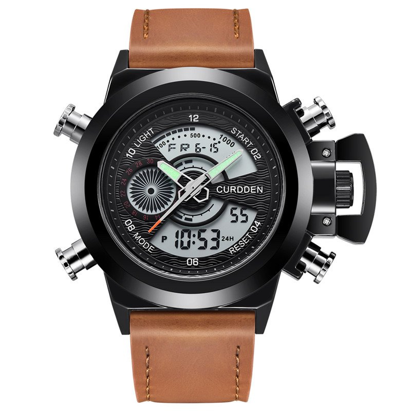 Men's Dual-Time Chronograph Watch | 47 mm | Leather Strap | 3 ATM