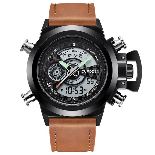 Men's Dual-Time Chronograph Watch | 47 mm | Leather Strap | 3 ATM
