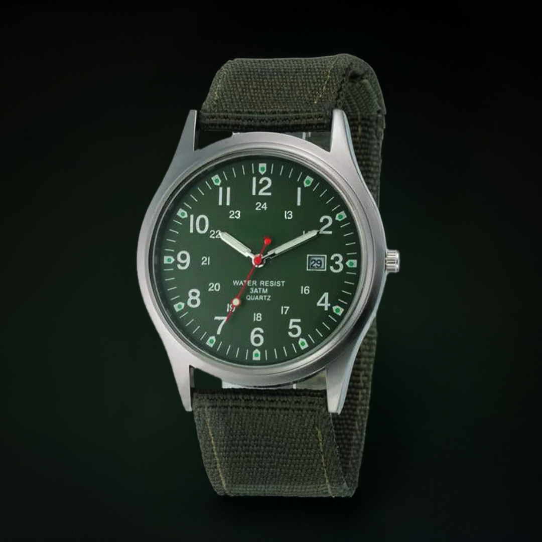 Men’s Military Field Watch | 40 mm | Nylon Strap | Quartz & Date | 3 ATM