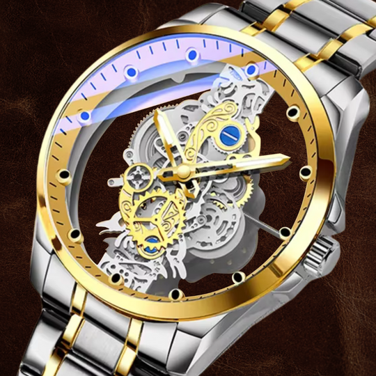Men’s Stainless Steel Skeleton Watch | Open Mechanical Dial Bracelet | Motorhead Series | 3 ATM Water Resistant
