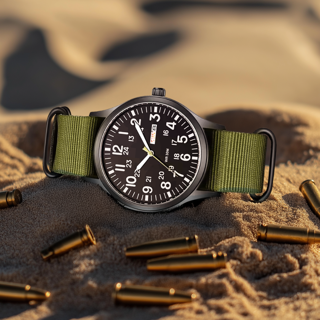 Men’s Durable Field Watch | 42 mm Case | Nylon Strap | Shock-resistant Style