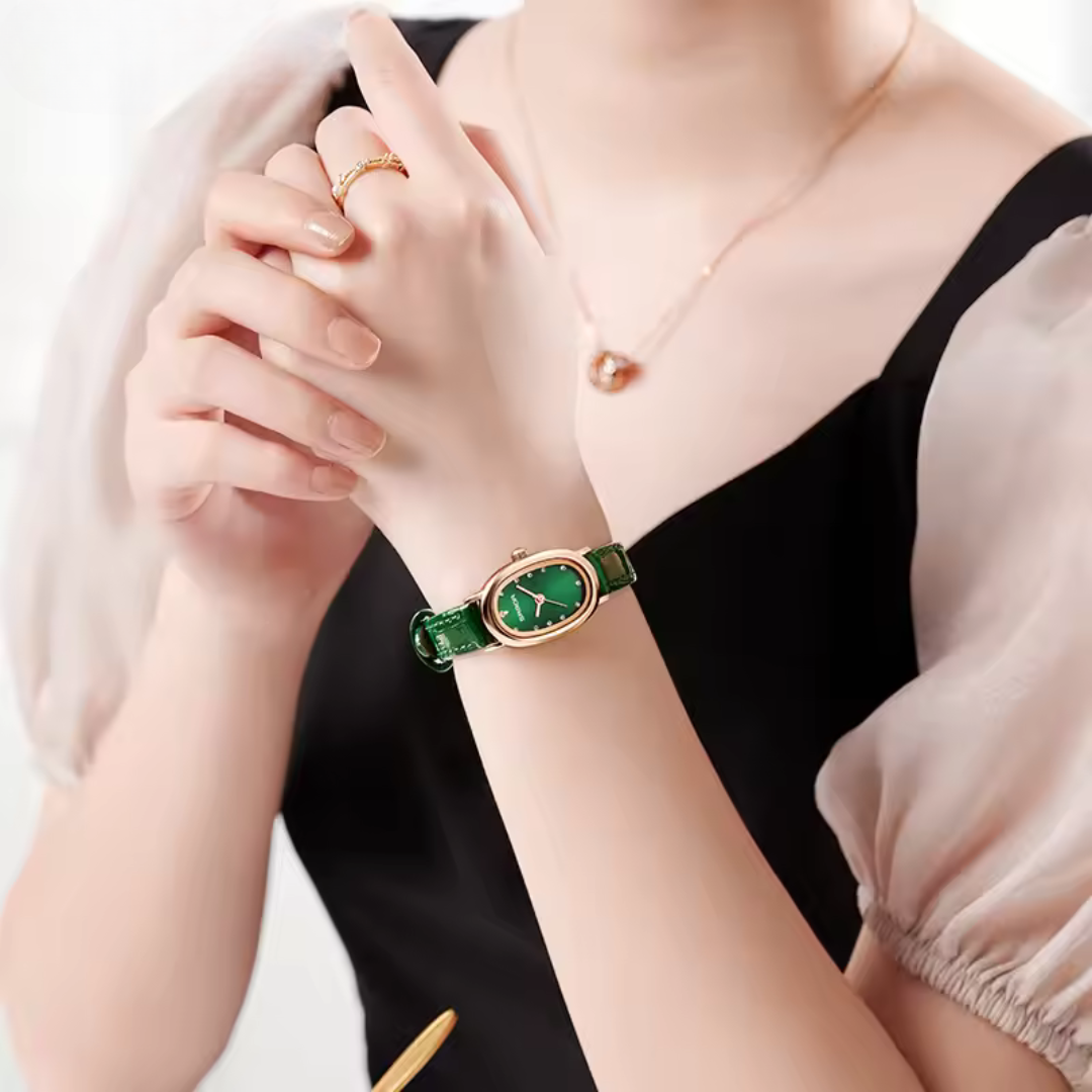 Women’s Vintage Oval Quartz Watch | 28 mm | Vegan Leather | 3 ATM