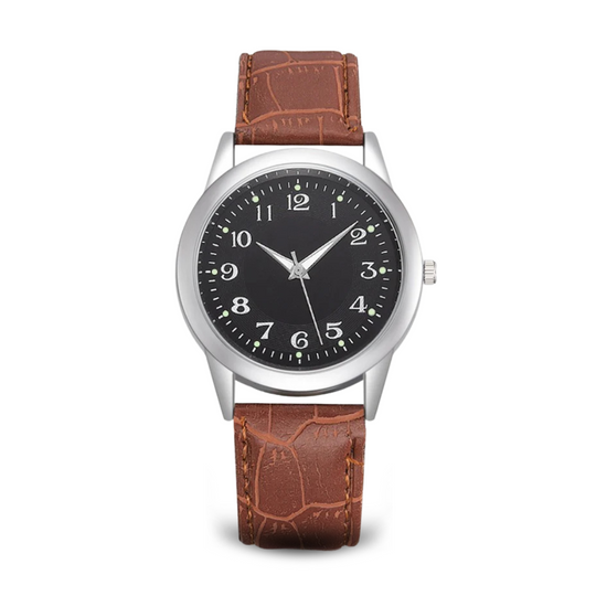 Unisex Classic Analog Quartz Watch | 38 mm | Leather Strap | Slim Stainless Steel Case