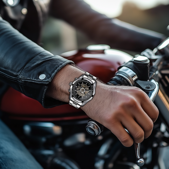 Automatic Skeleton Stainless Steel Watch | 45 mm | Tachymeter Bezel | 3 ATM Water Resistant