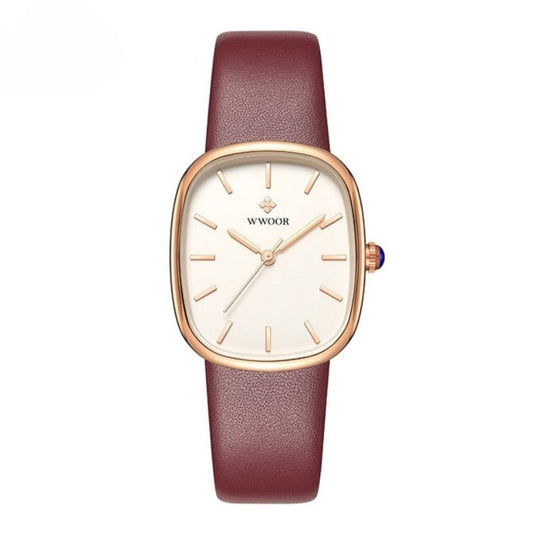 Women’s Minimalist Quartz Watch | 28.5 mm Case | Leather Strap | Water-Resistant