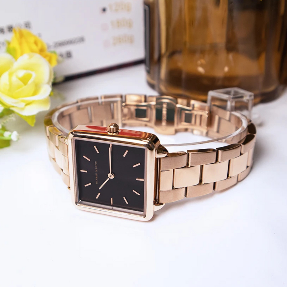 Women’s Square Rose Gold Stainless Steel Quartz Watch | 28.5 mm | 3 ATM