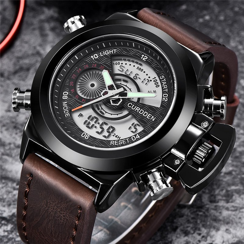 Men's Dual-Time Chronograph Watch | 47 mm | Leather Strap | 3 ATM