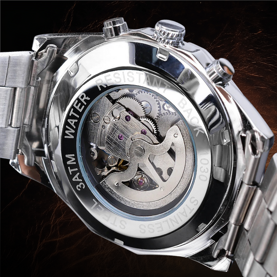 Automatic Skeleton Stainless Steel Watch | 45 mm | Tachymeter Bezel | 3 ATM Water Resistant
