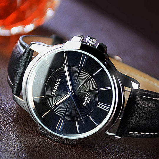 Men’s Quartz Leather Watch | Classic Business Dial | 40 mm Case | 3 ATM Water-Resistant