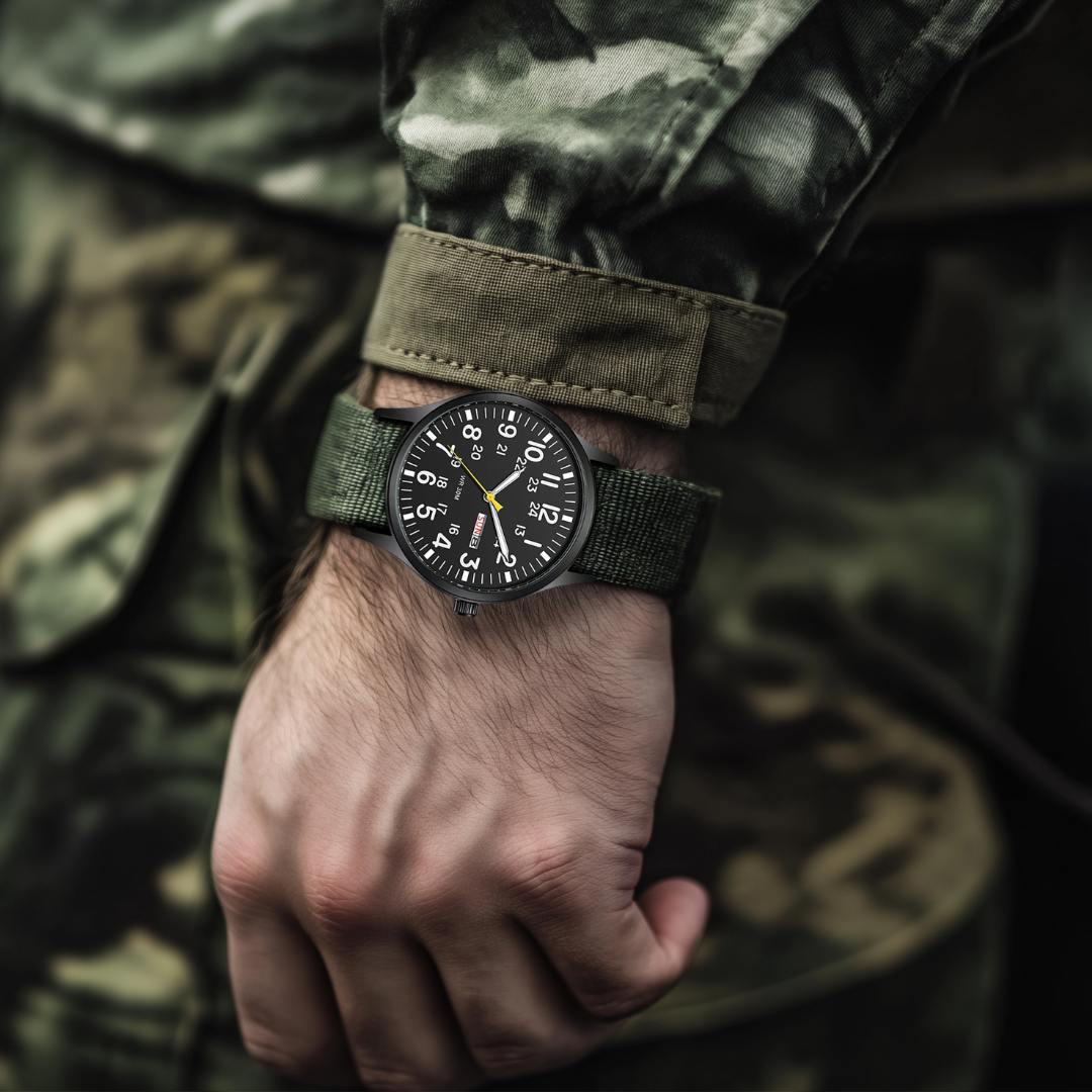Men’s Tactical Diver-Style Field Watch | 40 mm | Nylon Strap | Water-resistant
