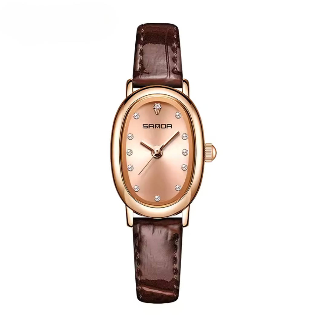 Women’s Vintage Oval Quartz Watch | 28 mm | Vegan Leather | 3 ATM