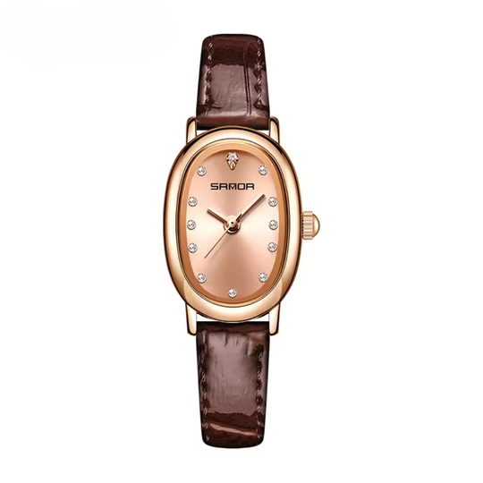 Women’s Vintage Oval Quartz Watch | 28 mm | Vegan Leather | 3 ATM