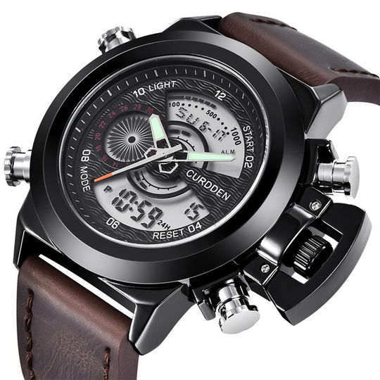 Men's Dual-Time Chronograph Watch | 47 mm | Leather Strap | 3 ATM