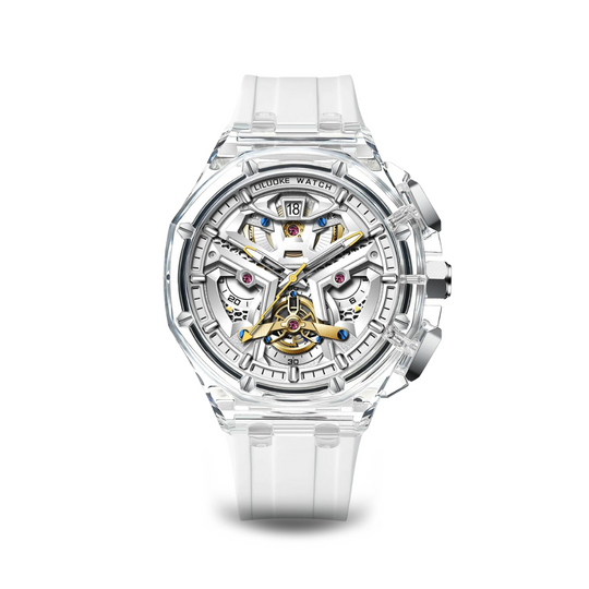 Men’s Transparent Skeleton Automatic Watch | 44 mm Case | Rubber Strap | 3 ATM Water Resistant