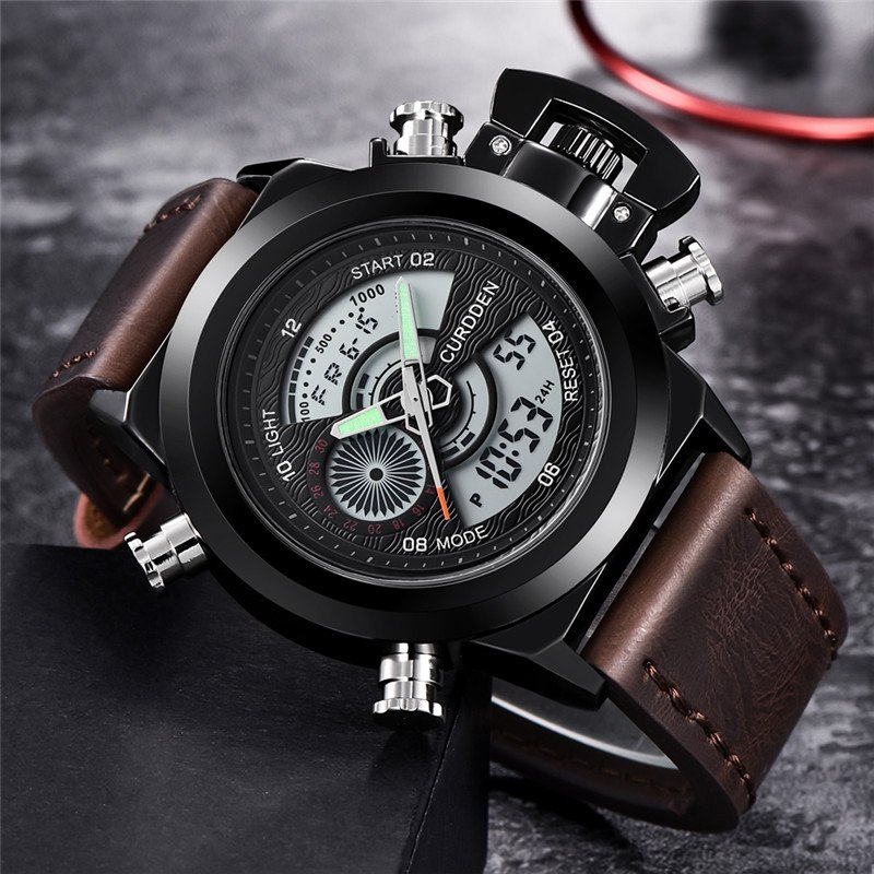 Men's Dual-Time Chronograph Watch | 47 mm | Leather Strap | 3 ATM