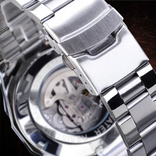 Automatic Skeleton Stainless Steel Watch | 45 mm | Tachymeter Bezel | 3 ATM Water Resistant