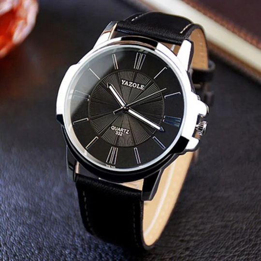 Men’s Quartz Leather Watch | Classic Business Dial | 40 mm Case | 3 ATM Water-Resistant