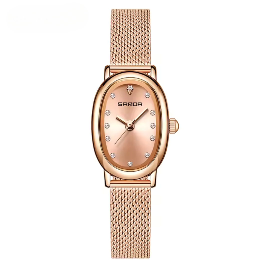 Women’s Vintage Oval Quartz Watch | 28 mm | Vegan Leather | 3 ATM