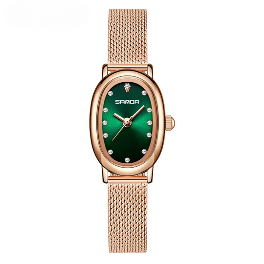 Women’s Vintage Oval Quartz Watch | 28 mm | Vegan Leather | 3 ATM