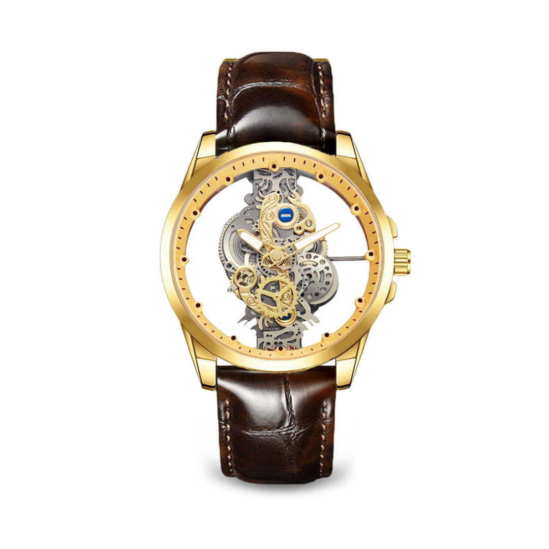 Men’s Stainless Steel Skeleton Watch | Open Mechanical Dial Bracelet | Motorhead Series | 3 ATM Water Resistant