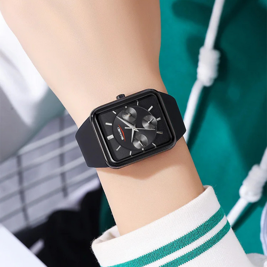 Women’s Rectangular Quartz Watch | 30 mm | White Silicone | 3 ATM | Casual Business Style