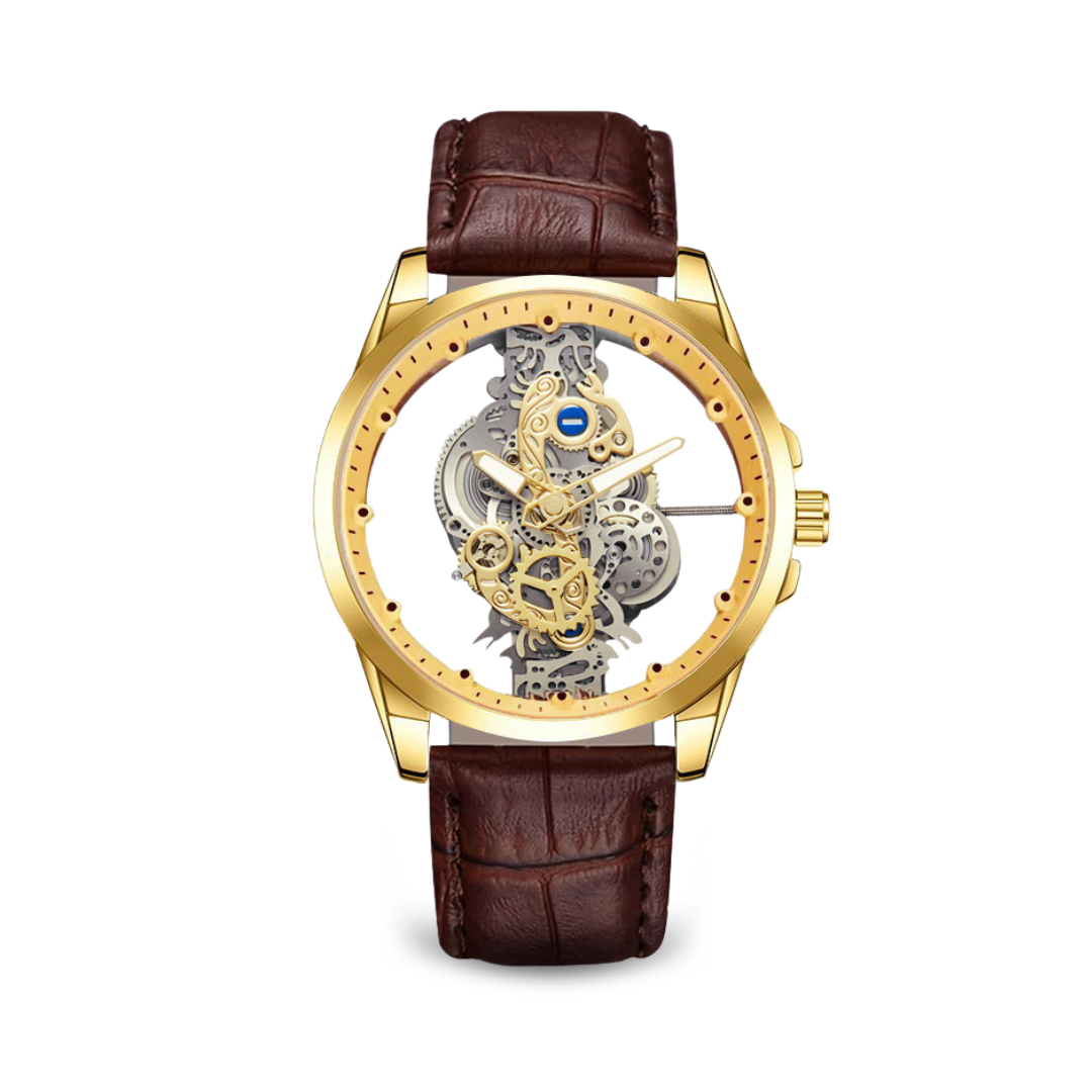 Men’s Stainless Steel Skeleton Watch | Open Mechanical Dial Bracelet | Motorhead Series | 3 ATM Water Resistant