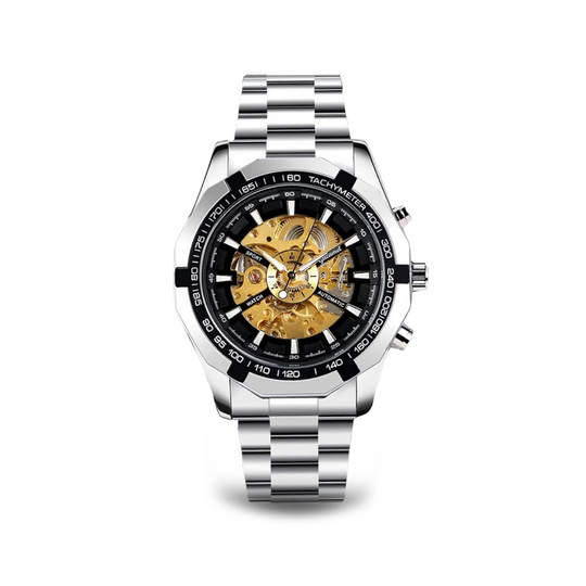 Automatic Skeleton Stainless Steel Watch | 45 mm | Tachymeter Bezel | 3 ATM Water Resistant