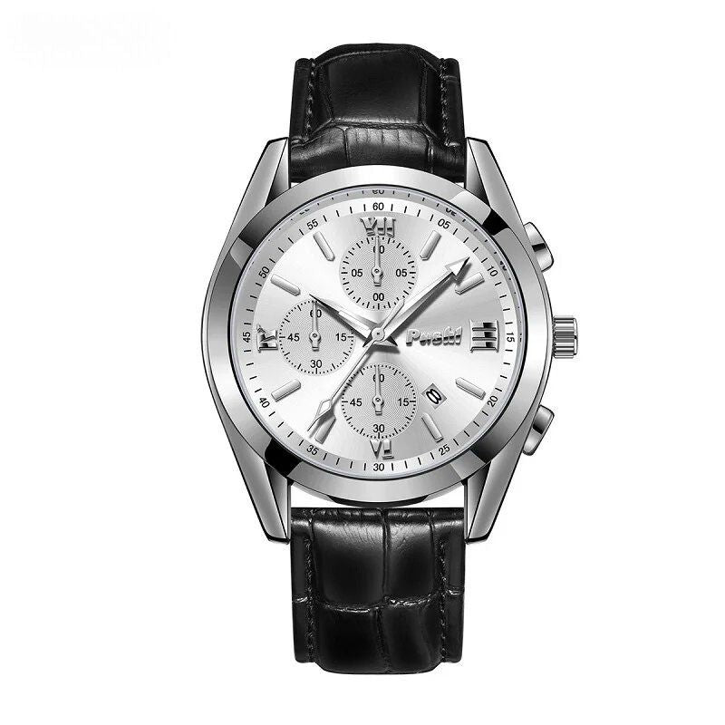 Men’s Business Chronograph Watch | 41 mm | Leather Strap | Quartz | 3 ATM