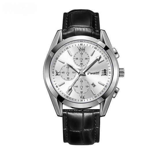 Men’s Business Chronograph Watch | 41 mm | Leather Strap | Quartz | 3 ATM