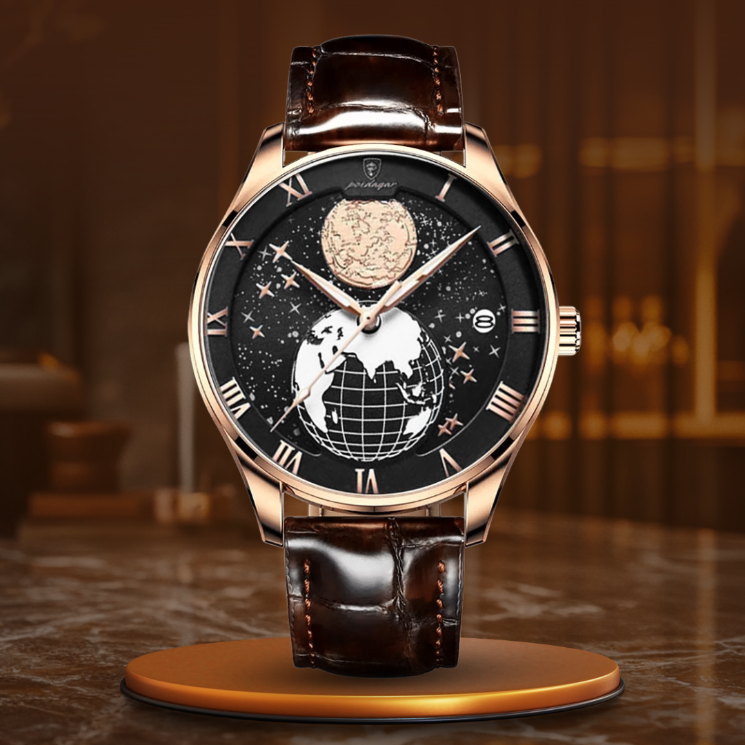 Men’s Astronomical Dial Quartz | Watch with World Map | 40 mm | Business/Dress | Water-Resistant