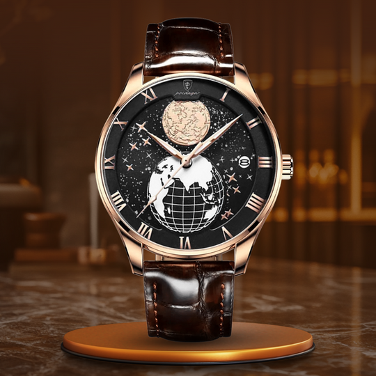 Men’s Astronomical Dial Quartz | Watch with World Map | 40 mm | Business/Dress | Water-Resistant