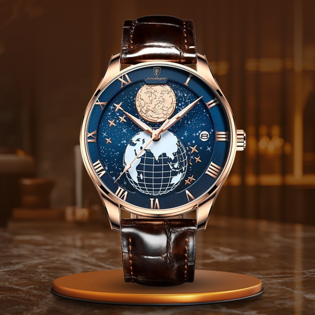 Men’s Astronomical Dial Quartz | Watch with World Map | 40 mm | Business/Dress | Water-Resistant