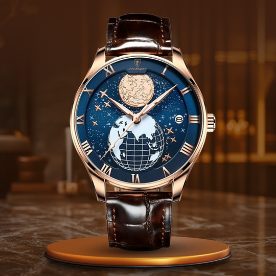 Men’s Astronomical Dial Quartz | Watch with World Map | 40 mm | Business/Dress | Water-Resistant