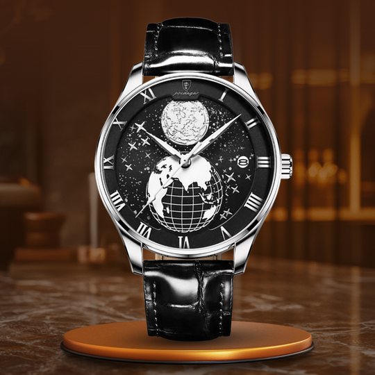 Men’s Astronomical Dial Quartz | Watch with World Map | 40 mm | Business/Dress | Water-Resistant