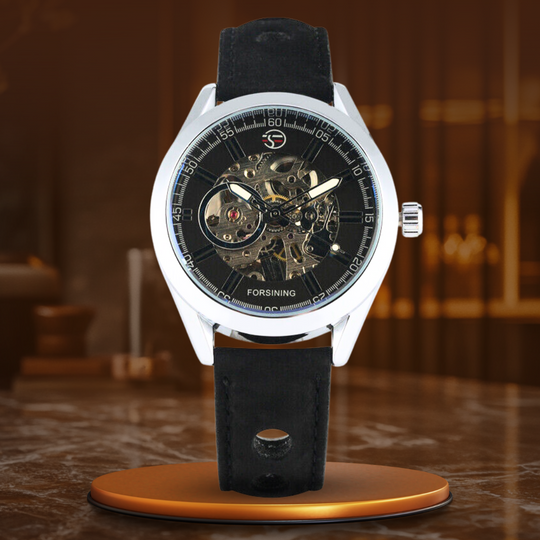 Men’s Skeleton Automatic Watch | 42 mm Case | Sport Design | 3 ATM Water Resistant | Leather Strap
