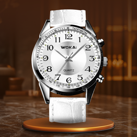 Men’s Classic Quartz Watch 40 mm |Tachymeter Bezel | Leather Strap