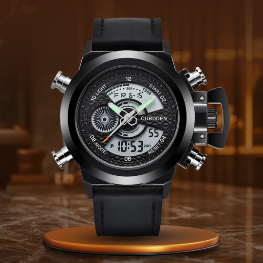 Men's Dual-Time Chronograph Watch | 47 mm | Leather Strap | 3 ATM