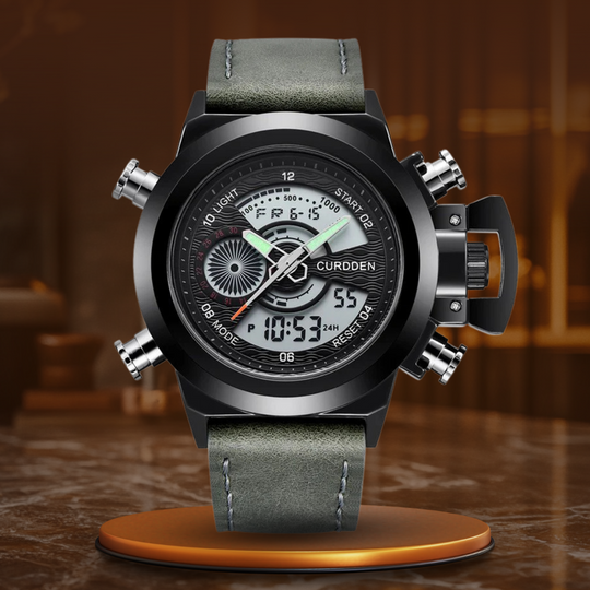 Men's Dual-Time Chronograph Watch | 47 mm | Leather Strap | 3 ATM