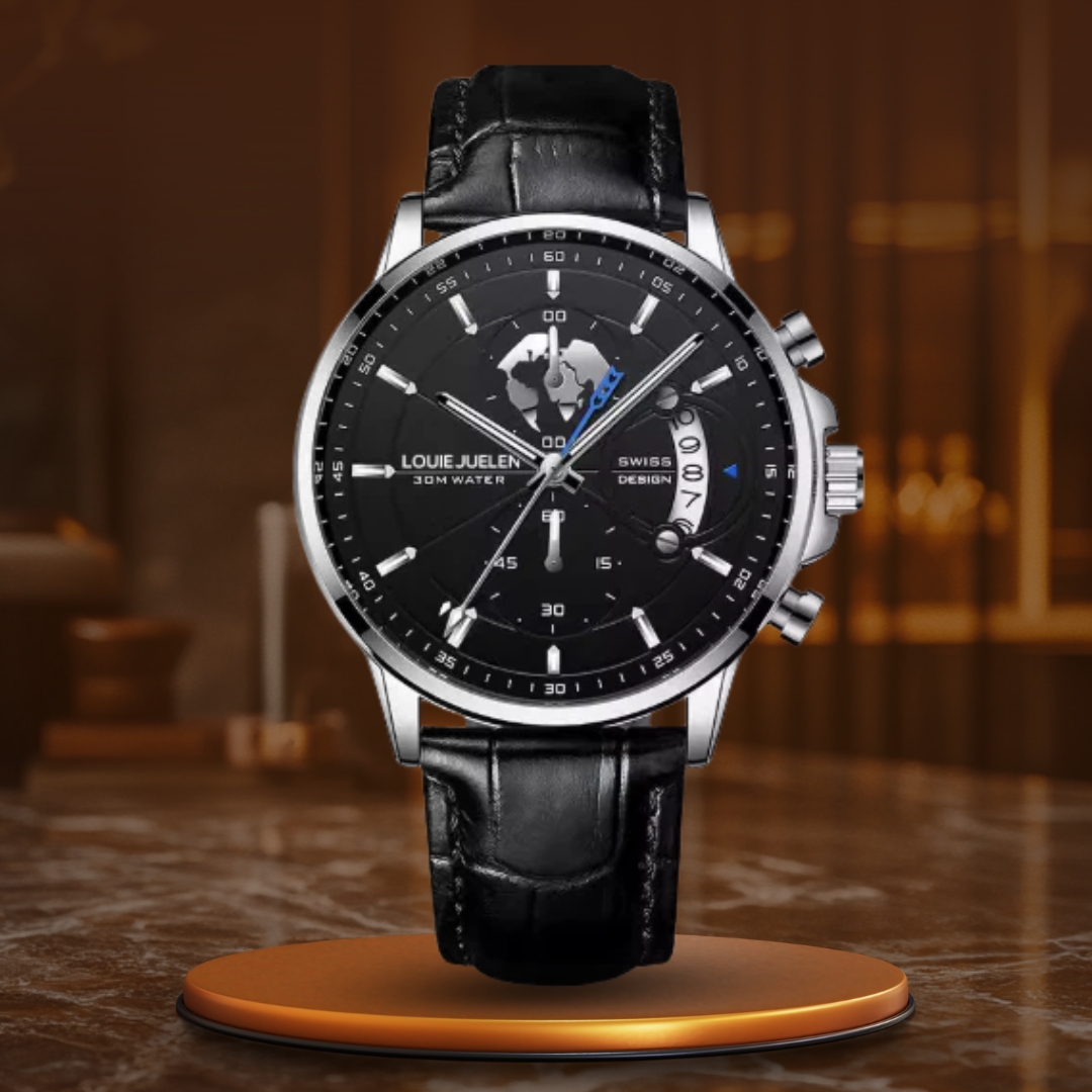 Men’s Chronograph 42 mm | Business-Sport Watch | Leather Strap | 3 ATM | Quartz & Date