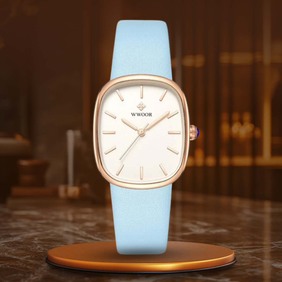 Women’s Minimalist Quartz Watch | 28.5 mm Case | Leather Strap | Water-Resistant