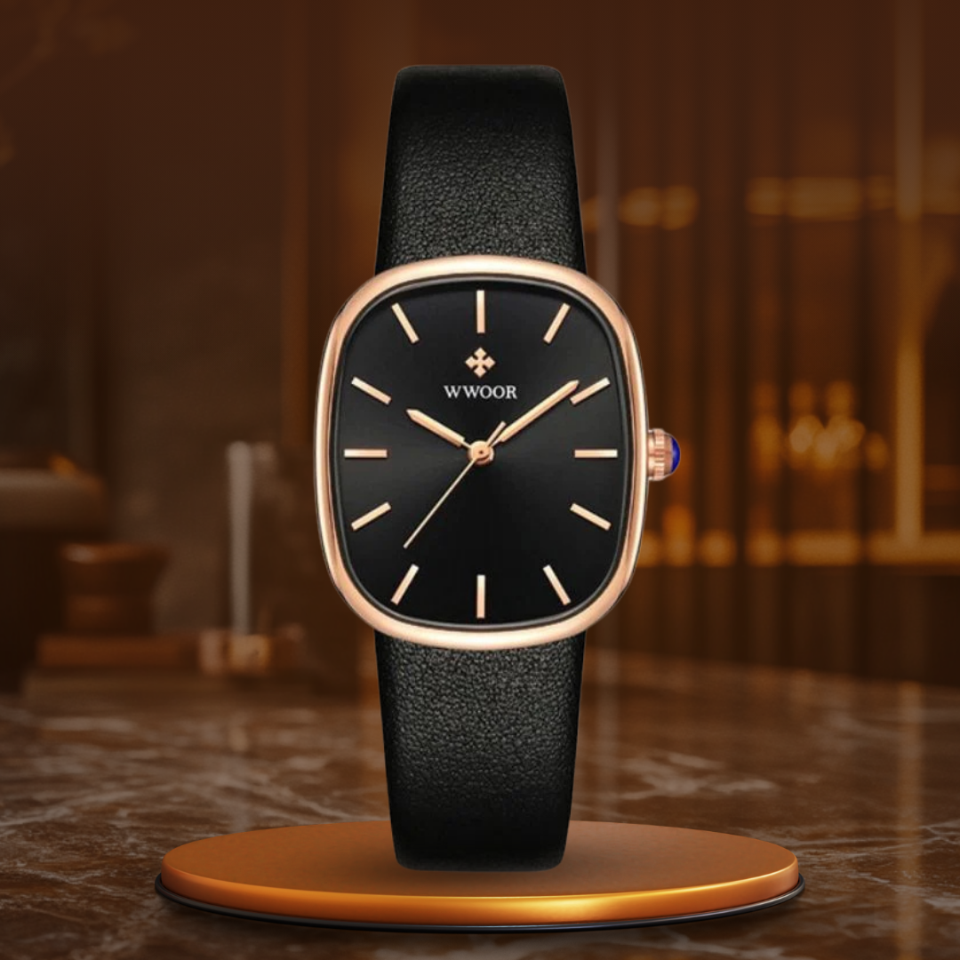 Women’s Minimalist Quartz Watch | 28.5 mm Case | Leather Strap | Water-Resistant