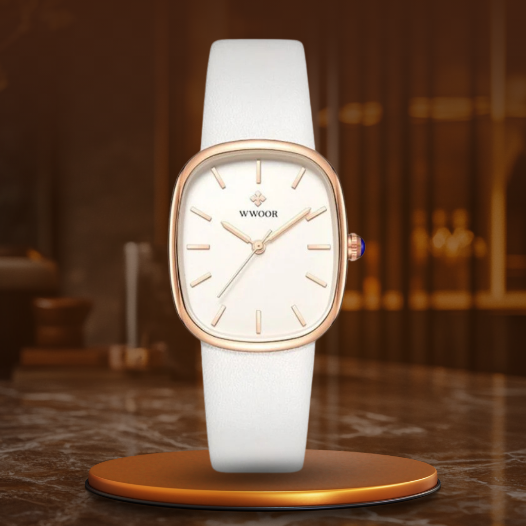 Women’s Minimalist Quartz Watch | 28.5 mm Case | Leather Strap | Water-Resistant