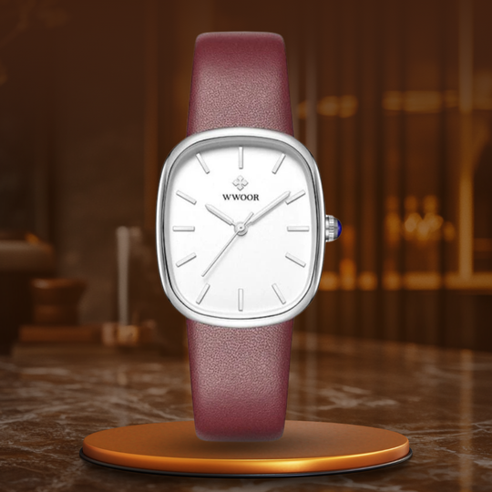 Women’s Minimalist Quartz Watch | 28.5 mm Case | Leather Strap | Water-Resistant