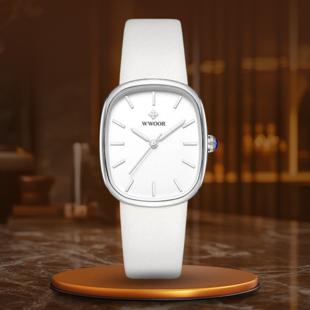 Women’s Minimalist Quartz Watch | 28.5 mm Case | Leather Strap | Water-Resistant