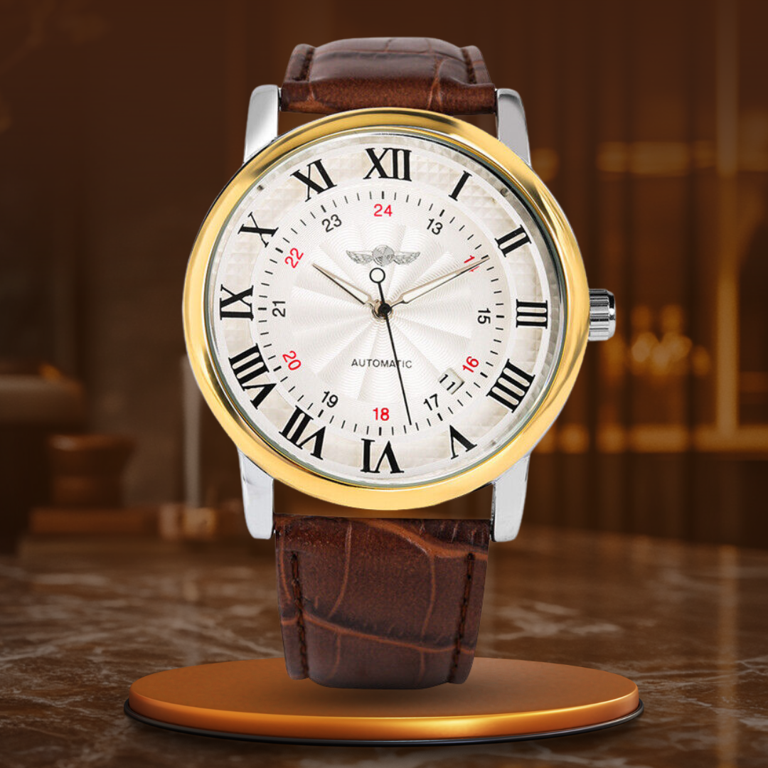 Men's Automatic Mechanical Watch | 45 mm |  Leather Strap